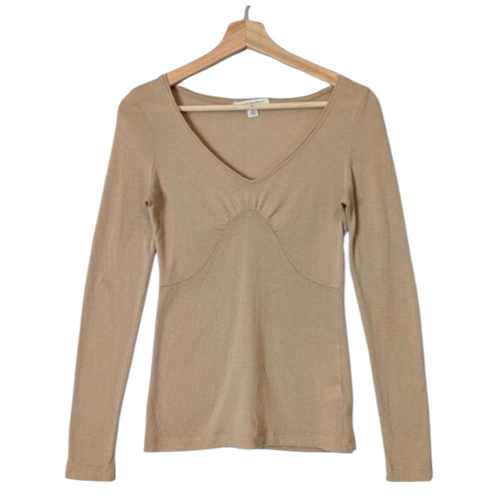 😁Vintage Y2K Banana Republic Wool Blend Light Weight Tan Balletcore Top
